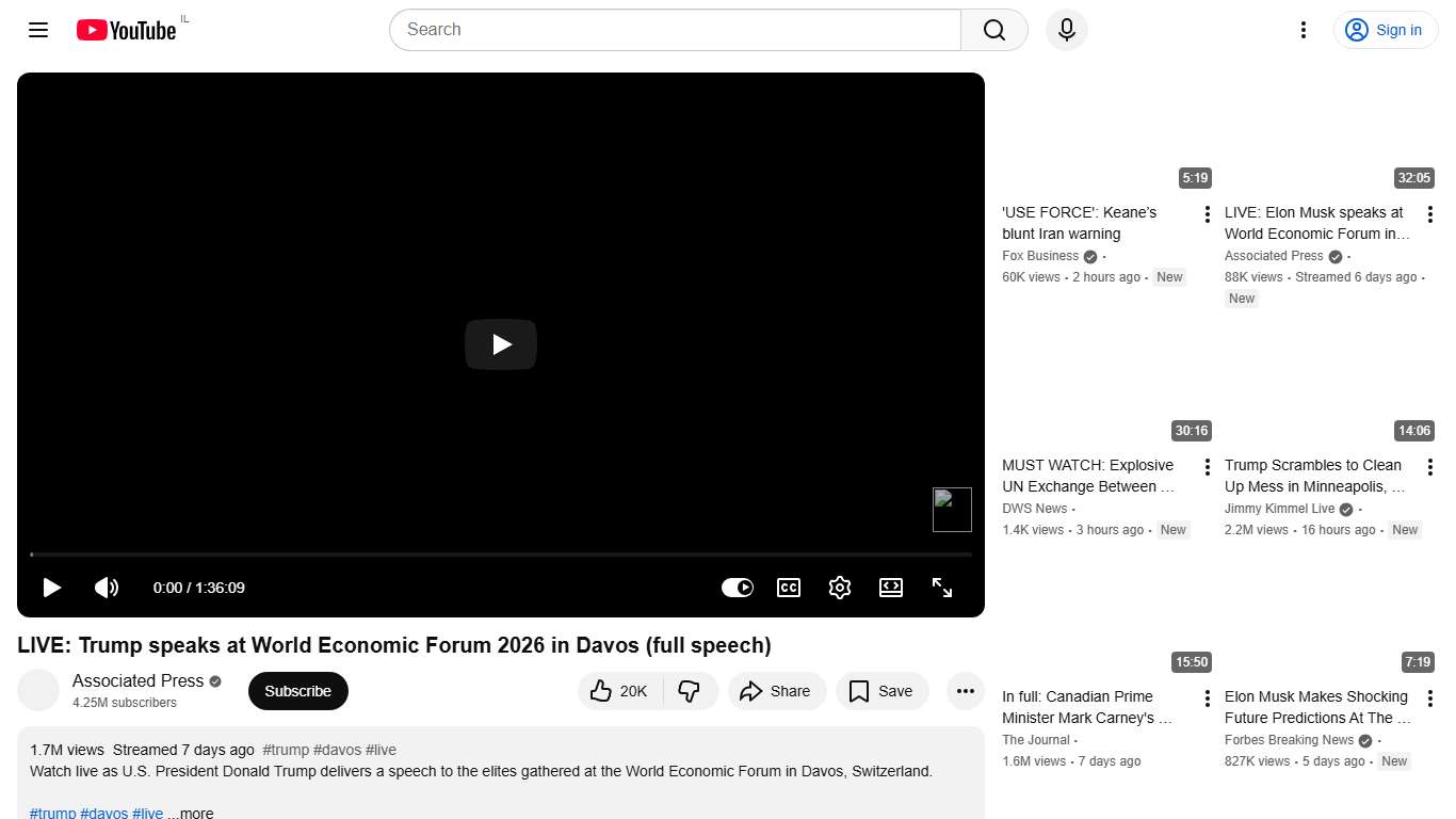 LIVE: Trump speaks at World Economic Forum 2026 in Davos (full speech) - YouTube